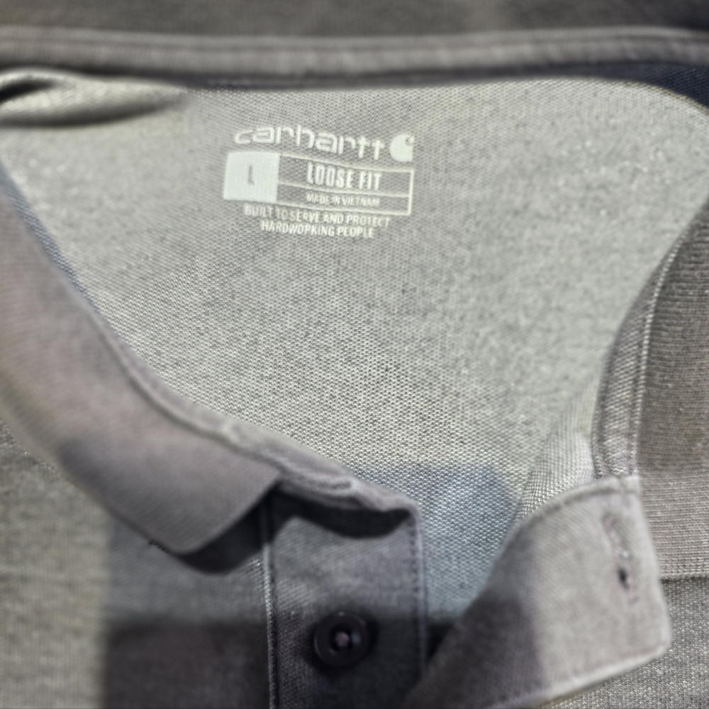 Carhartt Men's Gray Polo Shirt Size L Loose EUC - Picture 3 of 5